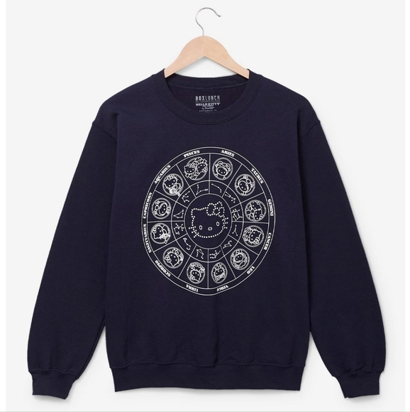 Hello Kitty & Friends Zodiac Chart Crewneck Large Sweatshirt Navy Blue - Picture 1 of 5